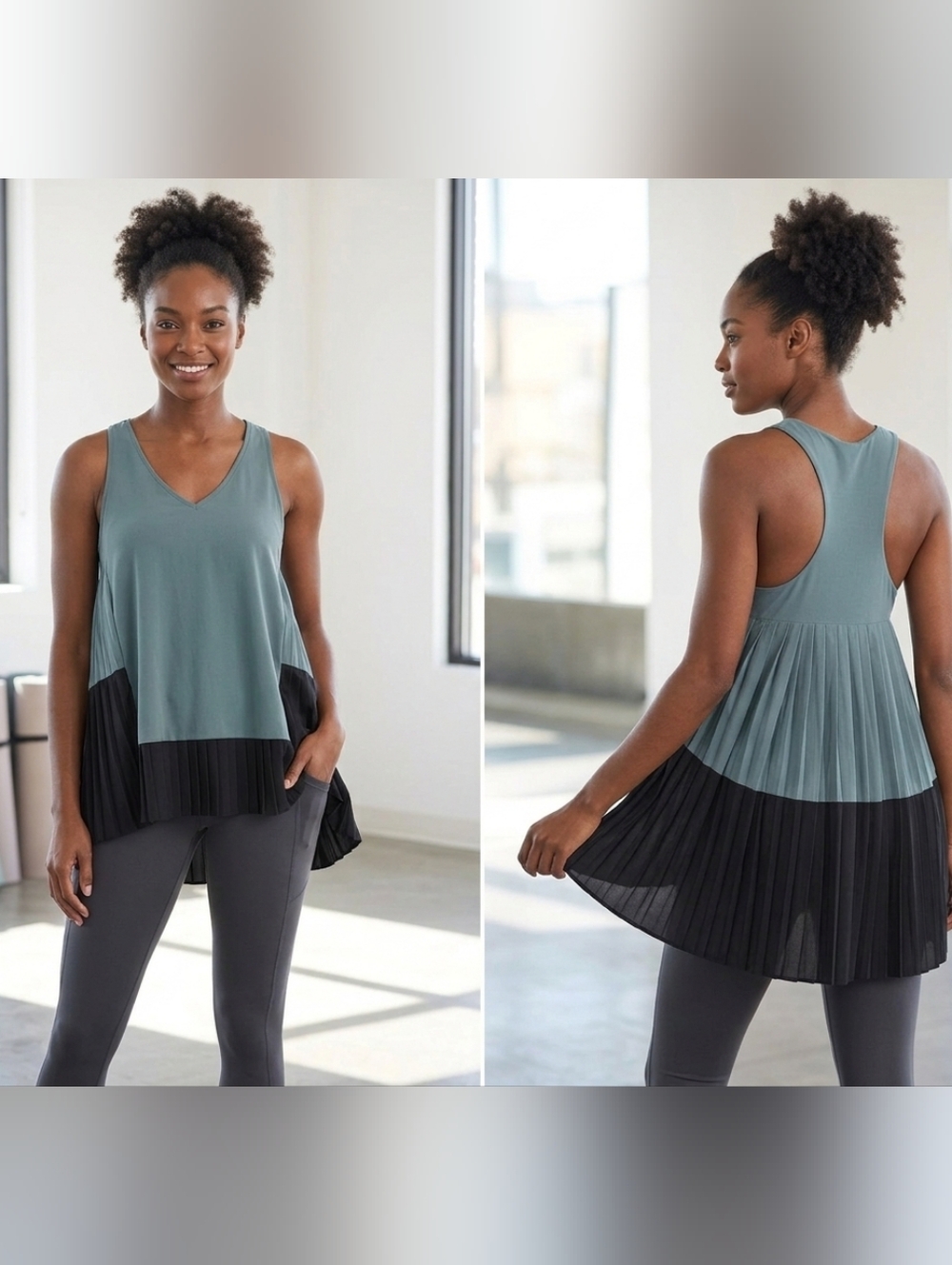 Athleta Spring Forward Pleated Tank Size L - Picture 2 of 10